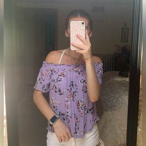 Rewind XS off the shoulder purple floral top